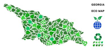 Vektör yaprak yeşil mozaik Gürcistan Haritası