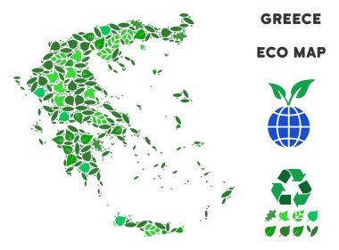 Vektör yaprak yeşil kompozisyon Yunanistan Haritası