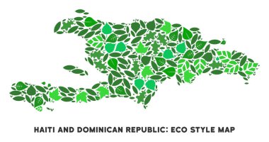 Vektör ekoloji yeşil kompozisyon Haiti ve Dominik Cumhuriyeti Haritası