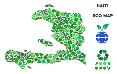 Vektör yaprak yeşil kompozisyon Haiti Haritası