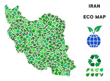 Vektör eko yeşil mozaik Iran Haritası