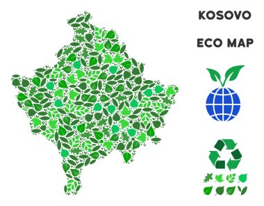 Vektör eko yeşil kompozisyon Kosova Haritası