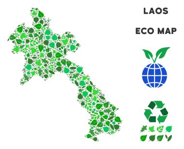 Vektör eko yeşil kolaj Laos Haritası