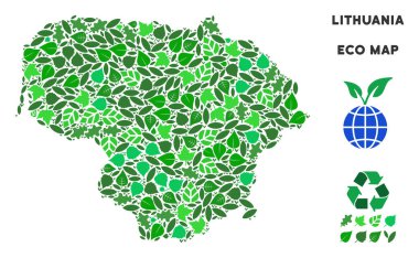 Vektör eko yeşil mozaik Litvanya Haritası