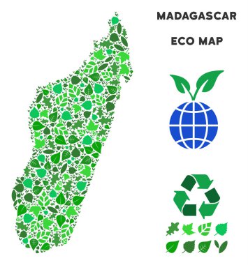 Vektör eko yeşil kompozisyon Madagaskar Adası Haritası