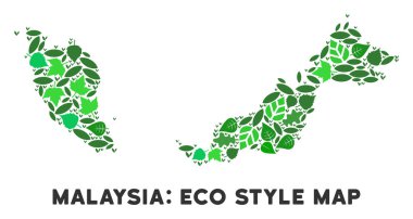 Vektör eko yeşil kolaj Malezya haritası