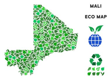 Vektör ekoloji yeşil mozaik Mali Haritası
