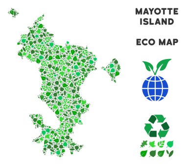 Vektör ekoloji yeşil mozaik Mayotte Adası Haritası