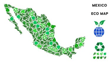 Vektör ekoloji yeşil kompozisyon Meksika harita