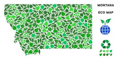 Vektör yaprak yeşil mozaik Montana Eyaleti harita