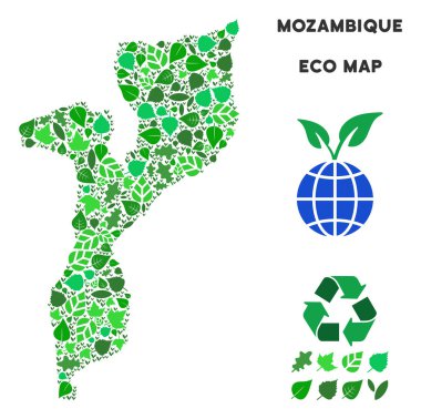 Vektör ekoloji yeşil kompozisyon Mozambik Haritası
