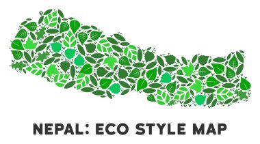 Vektör ekoloji yeşil kolaj Nepal Haritası