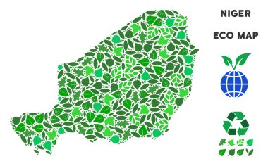 Vektör eko yeşil kompozisyon Nijer Haritası
