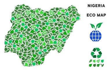 Vektör eko yeşil kolaj Nijerya Haritası