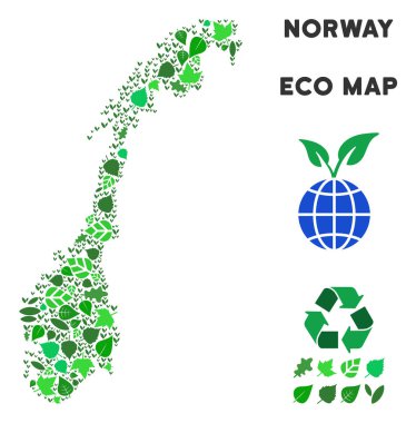 Vektör eko yeşil mozaik Norveç Haritası