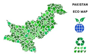 Vektör eko yeşil kolaj Pakistan Haritası