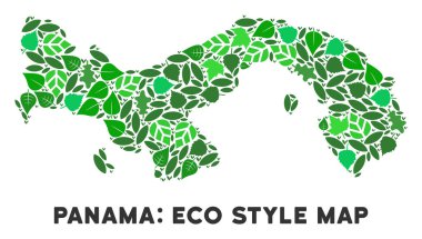 Vektör yaprak yeşil mozaik Panama Haritası