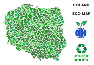 Vektör yaprak yeşil mozaik Polonya harita