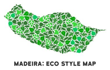 Vektör eko yeşil kolaj Portekiz Madeira Adası Haritası