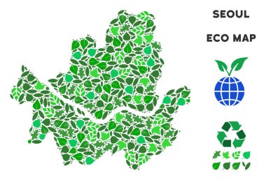 Vektör eko yeşil kompozisyon Seoul şehir haritası