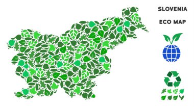 Vektör ekoloji yeşil kolaj Slovenya harita