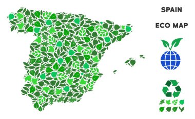 Vektör eko yeşil kompozisyon İspanya Haritası