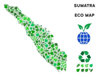 Vektör ekoloji yeşil mozaik Sumatra Adası Haritası