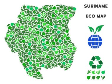 Vektör eko yeşil kolaj Surinam Haritası