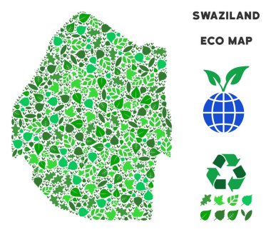 Vektör eko yeşil mozaik Svaziland Haritası