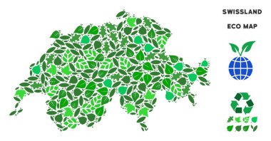 Vektör ekoloji yeşil kompozisyon Swissland harita