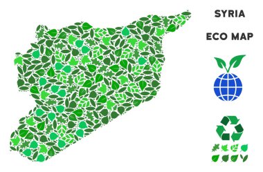 Vektör ekoloji yeşil kompozisyon Suriye Haritası