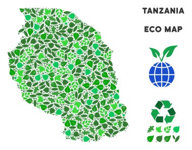 Vektör eko yeşil kolaj Tanzanya Haritası