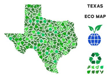 Vektör ekoloji yeşil mozaik Texas harita