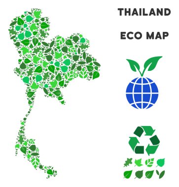Vektör ekoloji yeşil kompozisyon Tayland Haritası