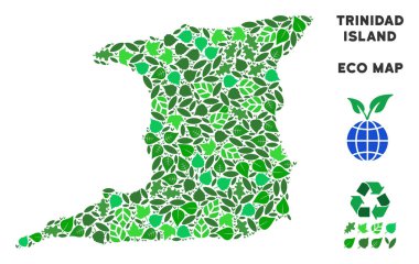 Vektör eko yeşil kolaj Trinidad ada Haritası