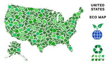 Vektör eko yeşil kompozisyon Usa Alaska harita ile