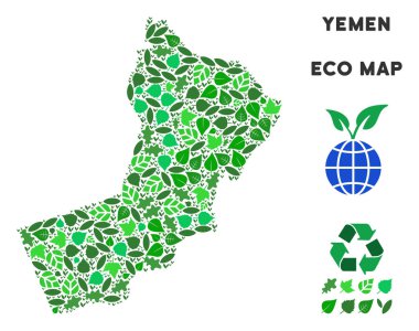 Vektör ekoloji yeşil kolaj Yemen harita
