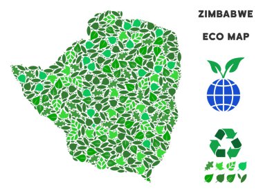 Vektör ekoloji yeşil kompozisyon Zimbabve Haritası