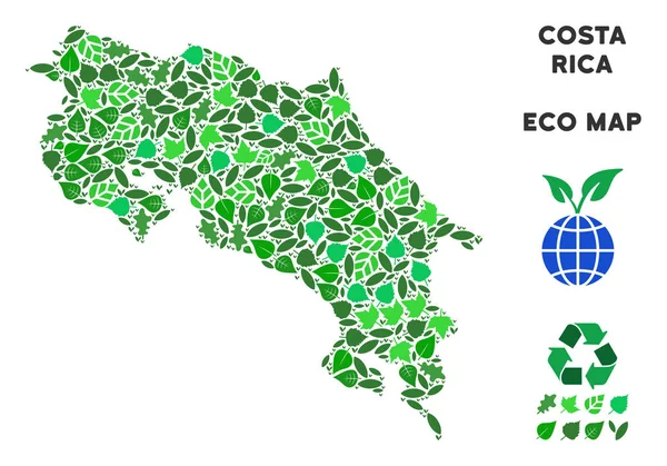 Vektör ekoloji yeşil kompozisyon Kosta Rika Haritası