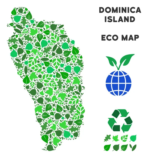Vector Eco groen mozaïek Dominica Island kaart — Stockvector