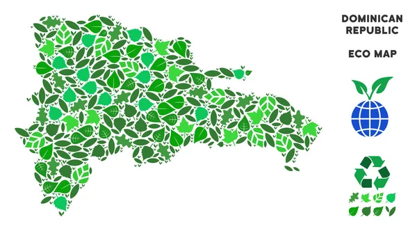 Vektör yaprak yeşil mozaik Dominik Cumhuriyeti Haritası