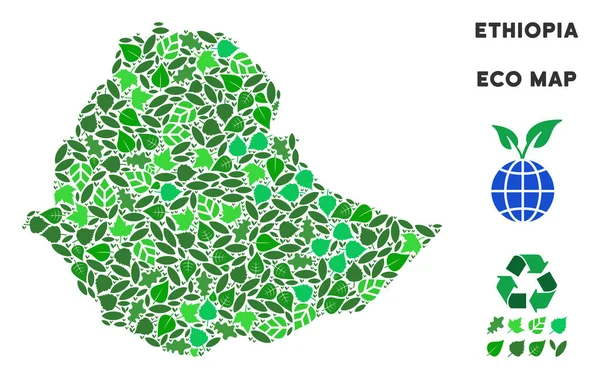 Διάνυσμα πράσινο Eco κολάζ Αιθιοπία χάρτη — Διανυσματικό Αρχείο