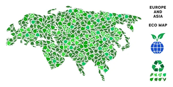 Vektör ekoloji yeşil kompozisyon Avrupa ve Asya Haritası