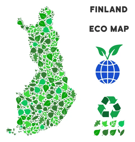 Vektör eko yeşil kolaj Finlandiya Haritası