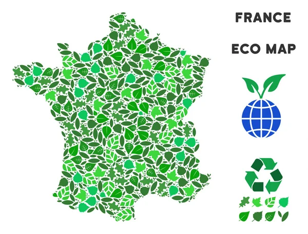 Διάνυσμα πράσινο Eco σύνθεση Γαλλία Χάρτης — Διανυσματικό Αρχείο