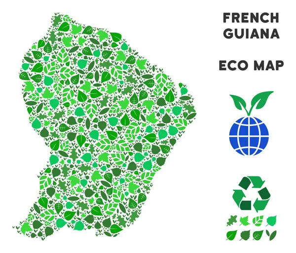 Vektör yaprak yeşil kompozisyon Fransız Guyanası Haritası