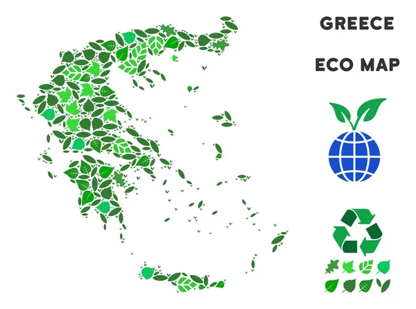 Vektör yaprak yeşil kompozisyon Yunanistan Haritası