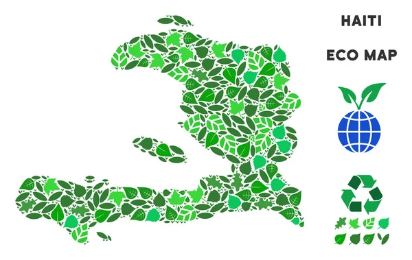 Vektör yaprak yeşil kompozisyon Haiti Haritası