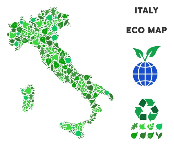 Vector ecologie groene samenstelling Italië kaart — Stockvector