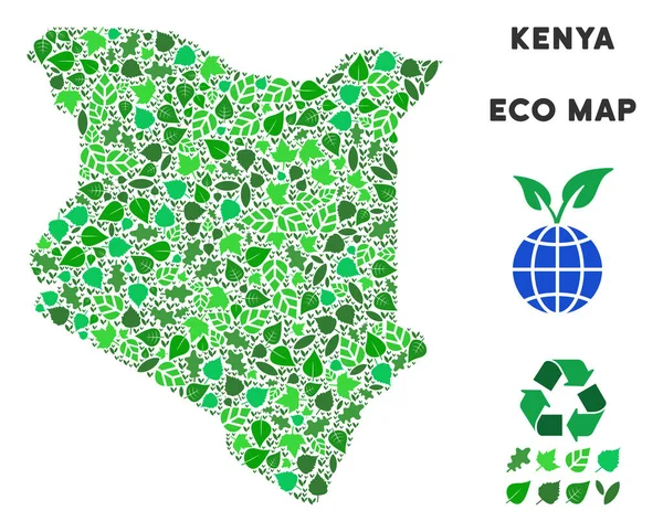 Vektör yaprak yeşil kompozisyon Kenya harita